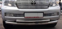 Защита переднего бампера из полированной нержавеющей стали (двойная труба) Toyota Land Cruiser 200