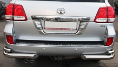 Защита заднего бампера (уголки) из полированной нержавеющей стали Toyota Land Cruiser 200
